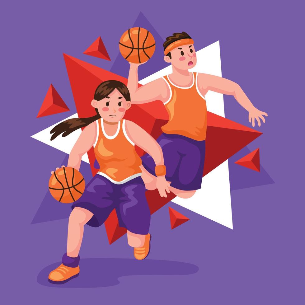 manlig och kvinna basketboll spelare begrepp vektor