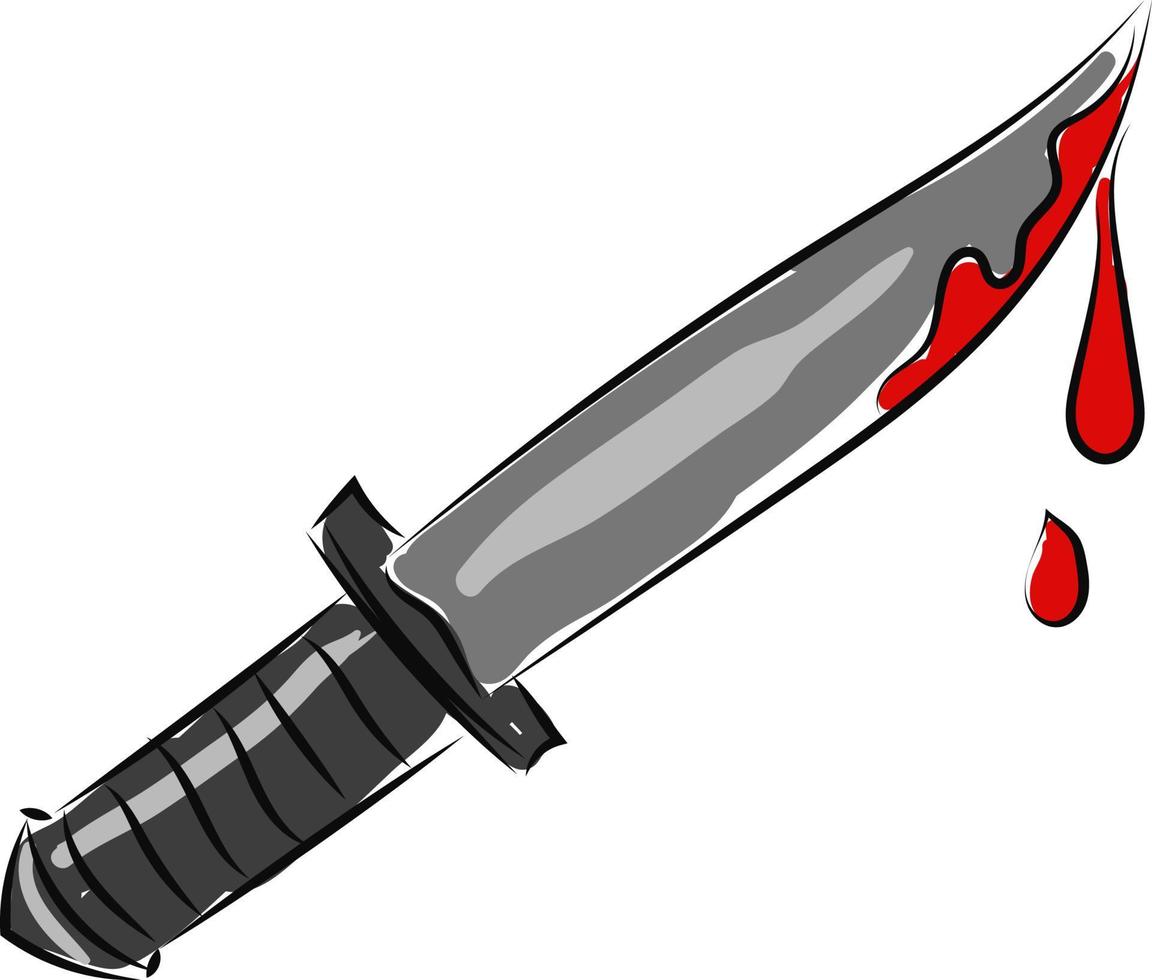 blodig kniv, illustration, vektor på vit bakgrund.