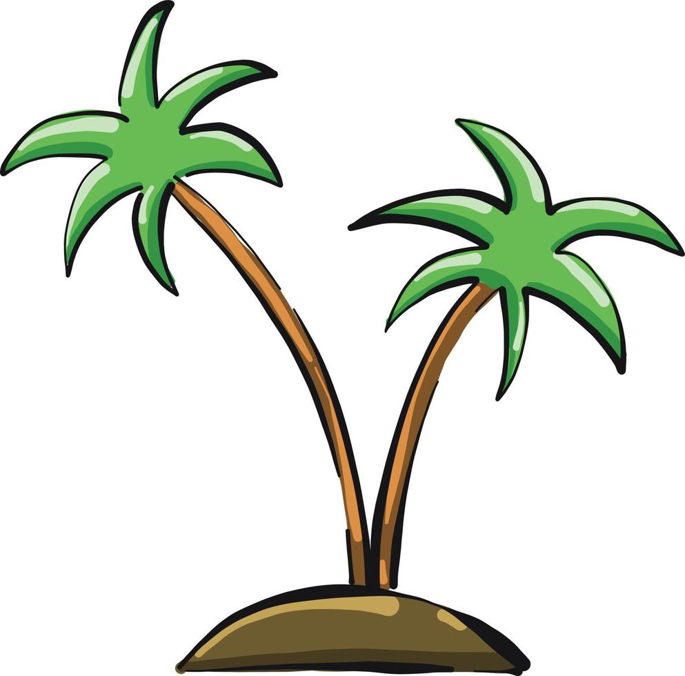 två palmer, illustration, vektor på vit bakgrund.