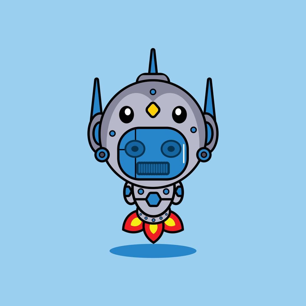 Vektor-Illustration von Zeichentrickfigur Maskottchen Kostüm Tier Rakete niedlichen Roboter Pinguin vektor