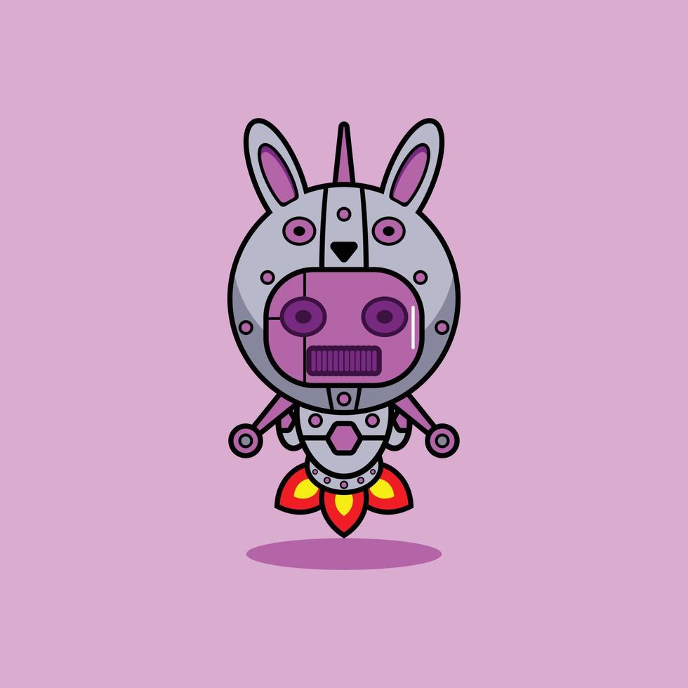 vektor illustration av tecknad serie karaktär maskot kostym djur- raket söt robot kanin