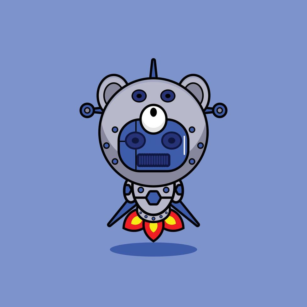 Vektor-Illustration von Zeichentrickfigur Maskottchen Kostüm Tier Rakete niedlichen Roboter Bären vektor