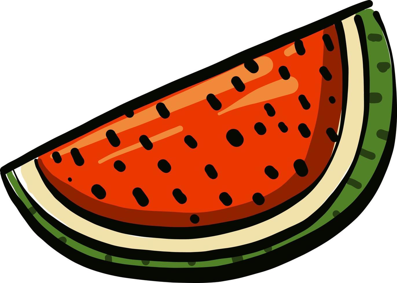 Wassermelonenstück, Illustration, Vektor auf weißem Hintergrund