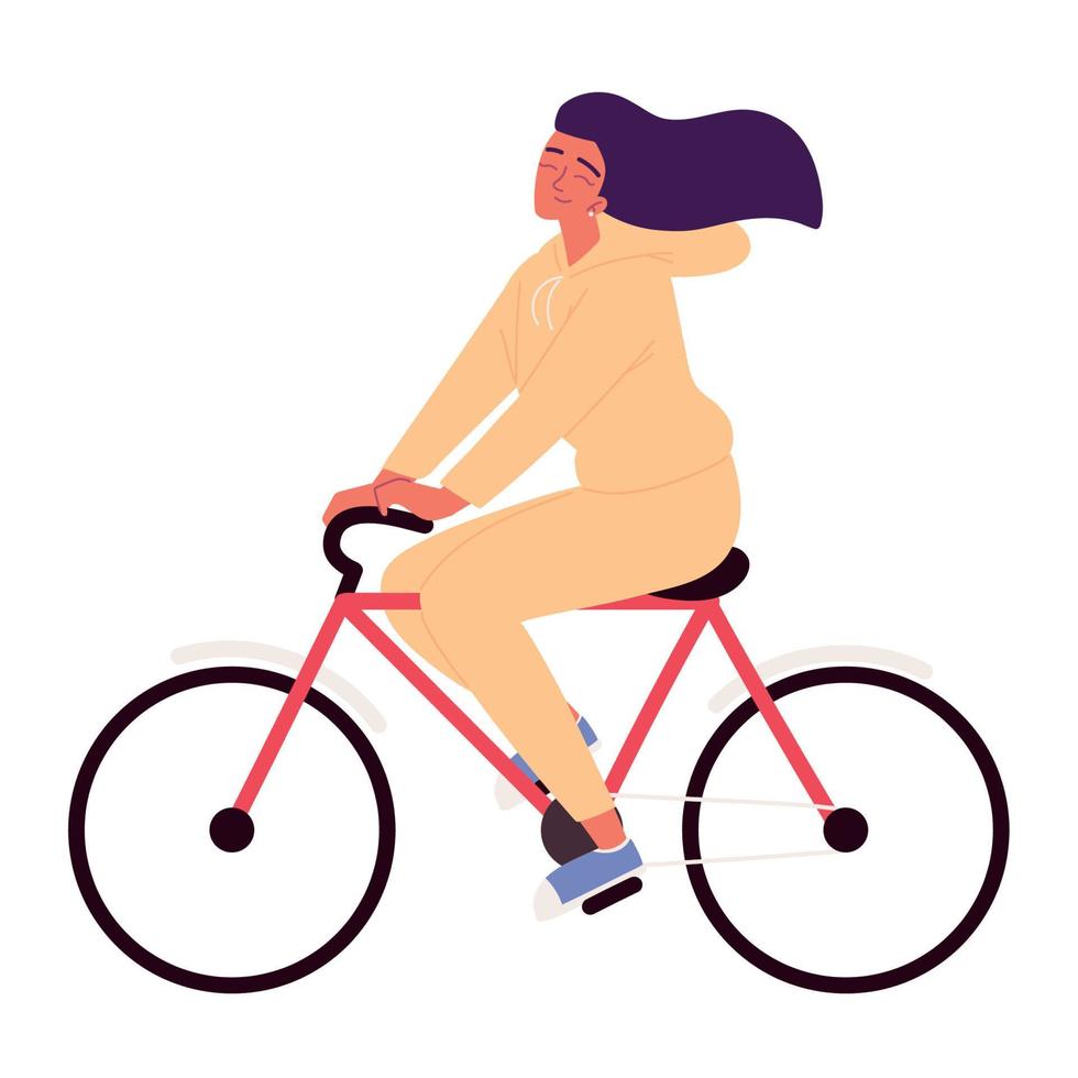 kvinna som cyklar vektor