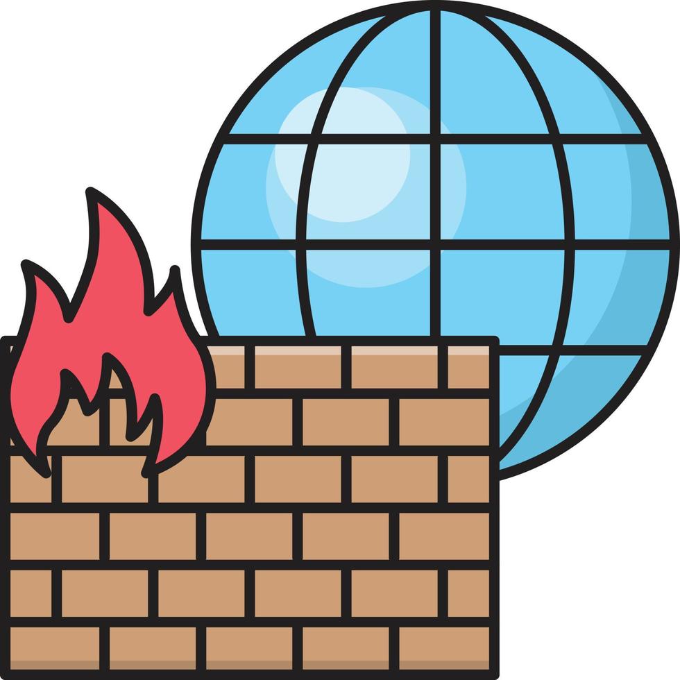 Firewall-Vektorillustration auf einem Hintergrund. Premium-Qualitätssymbole. Vektorsymbole für Konzept und Grafikdesign. vektor