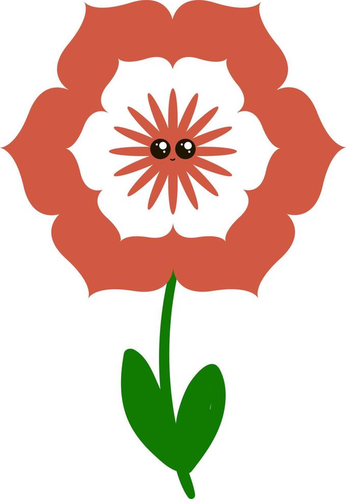 söt röd blomma, illustration, vektor på vit bakgrund.