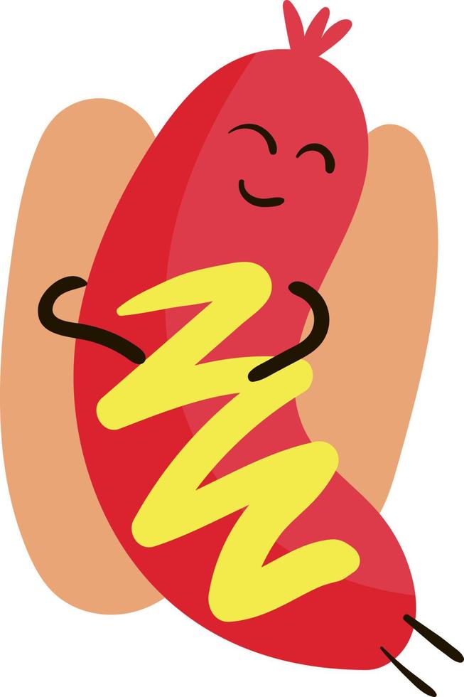 schlafender Hot Dog, Illustration, Vektor auf weißem Hintergrund.
