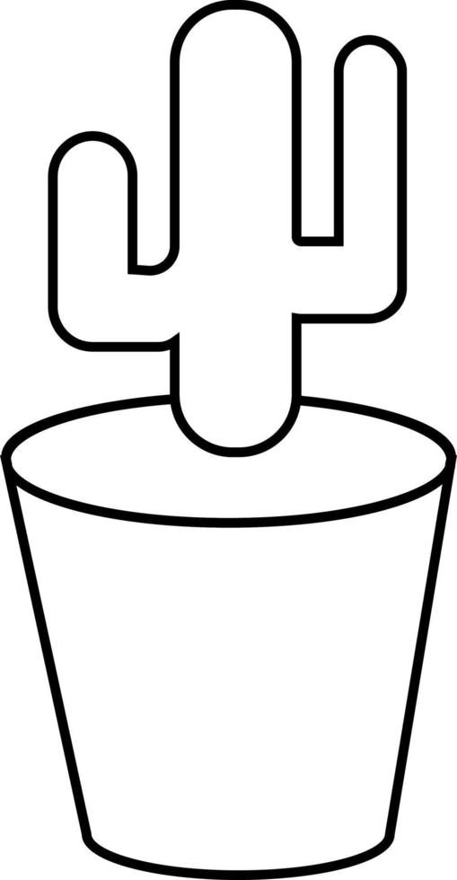 kontor kaktus i en pott, ikon illustration, vektor på vit bakgrund