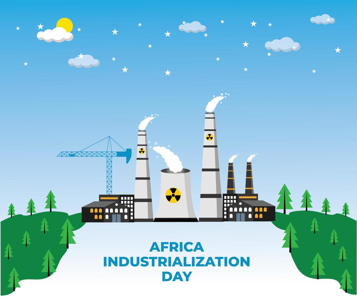 Tag der Industrialisierung in Afrika, am 20. November. Grünes industrielles Konzept. vorlage für hintergrund, banner, karte, poster. Vektor-Illustration. vektor