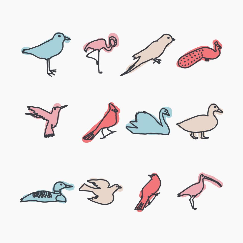 Sammlung von Vogelformen vektor