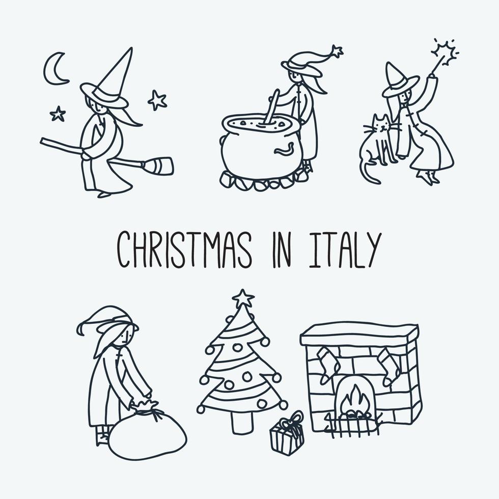 Weihnachten in Italien Kritzeleien vektor