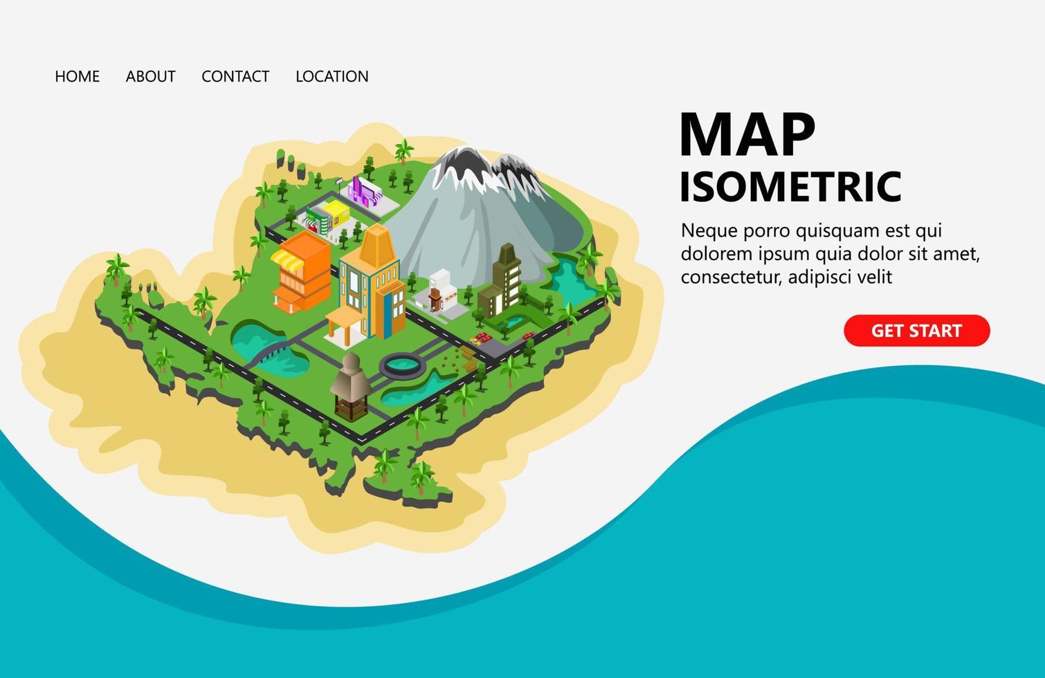 illustration av en Karta av en berg plats för rekreation eller semester lämplig för landning sida, flygblad, infografik, och Övrig grafisk relaterad tillgångar-vektor vektor