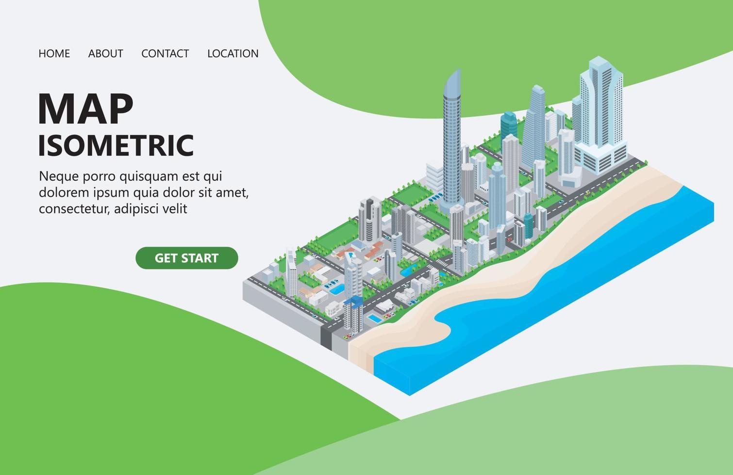 Illustration eines großen Stadtplans mit hohen Gebäuden, geeignet für Landingpages, Flyer, Infografiken und andere grafikbezogene Assets-Vektoren vektor