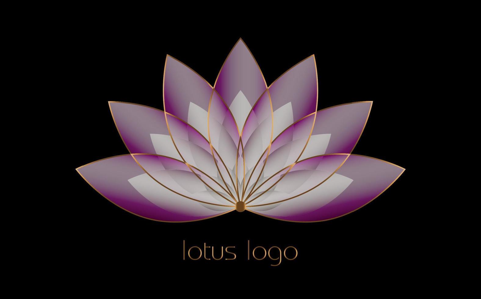 Lila Lotus-Logo, Blume des Lebens. heilige Geometrie. Symbol für Harmonie und Ausgeglichenheit. Zeichen der Reinheit. Chakra-Yoga-Designvektor isoliert auf schwarzem Hintergrund vektor