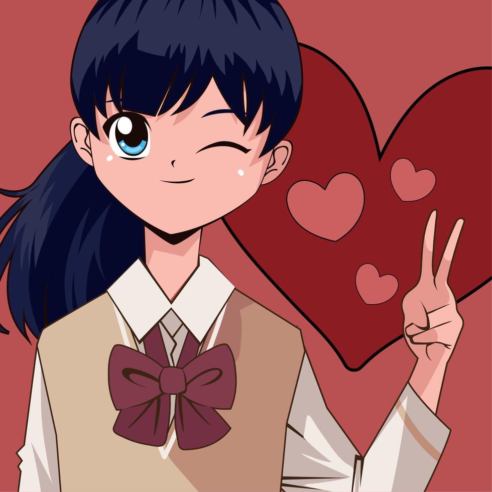 Teenager-Mädchen-Anime vektor