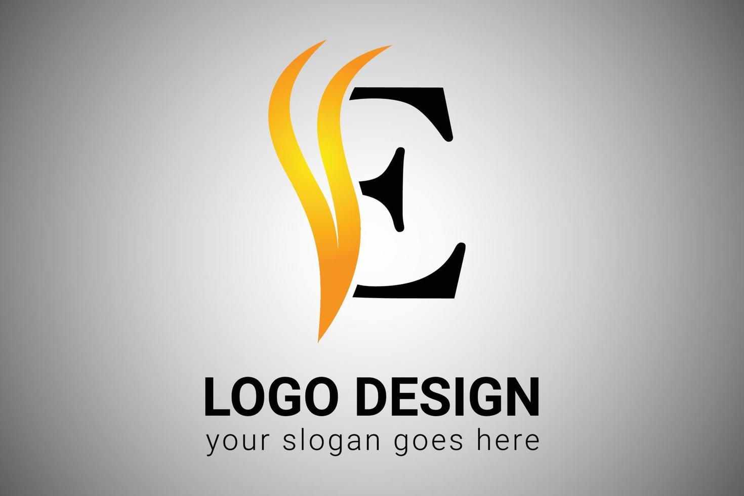 brev e logotyp design med gul och orange elegant minimalistisk vinge. kreativ e brev susa ikon vektor illustration. e brev logotyp design med brand lågor och orange susa vektor illustration.