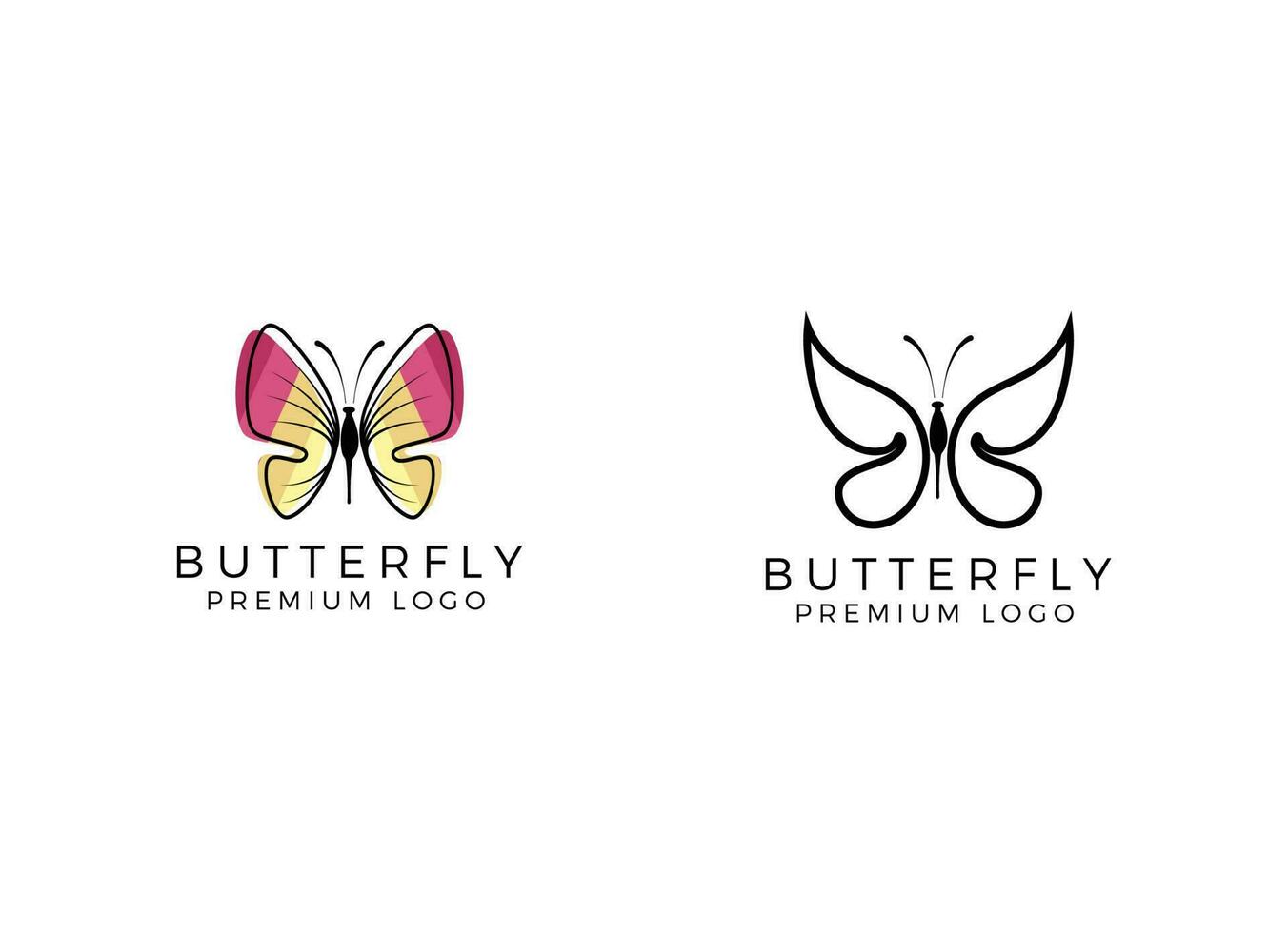 Schmetterling-Logo. Luxuslinie Logo-Design. vektor