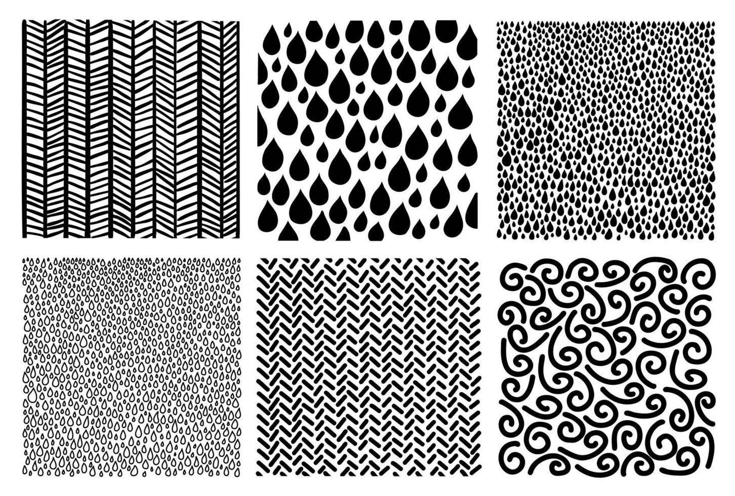 abstrakt hand dragen geometrisk enkel minimalistisk mönster uppsättning. droppar, Ränder, rader, krumlar, slumpmässig symboler texturer. vektor illustration