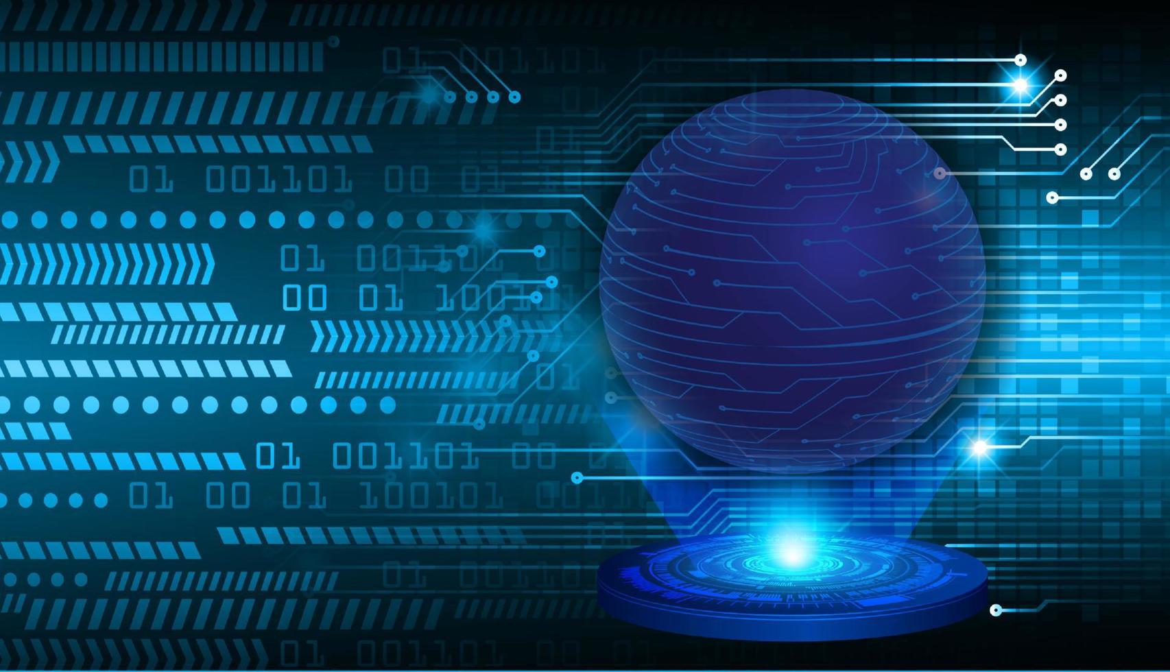 moderner blauer holographischer Globus auf Technologiehintergrund vektor