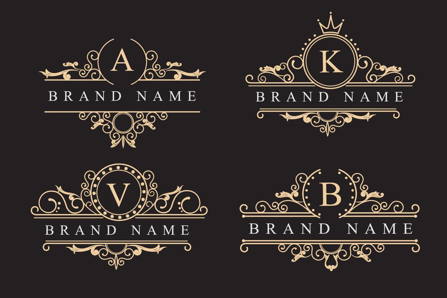 uppsättning elegant blommig initialer logotyp. design mallar för inbjudningar, menyer, etiketter vektor illustration