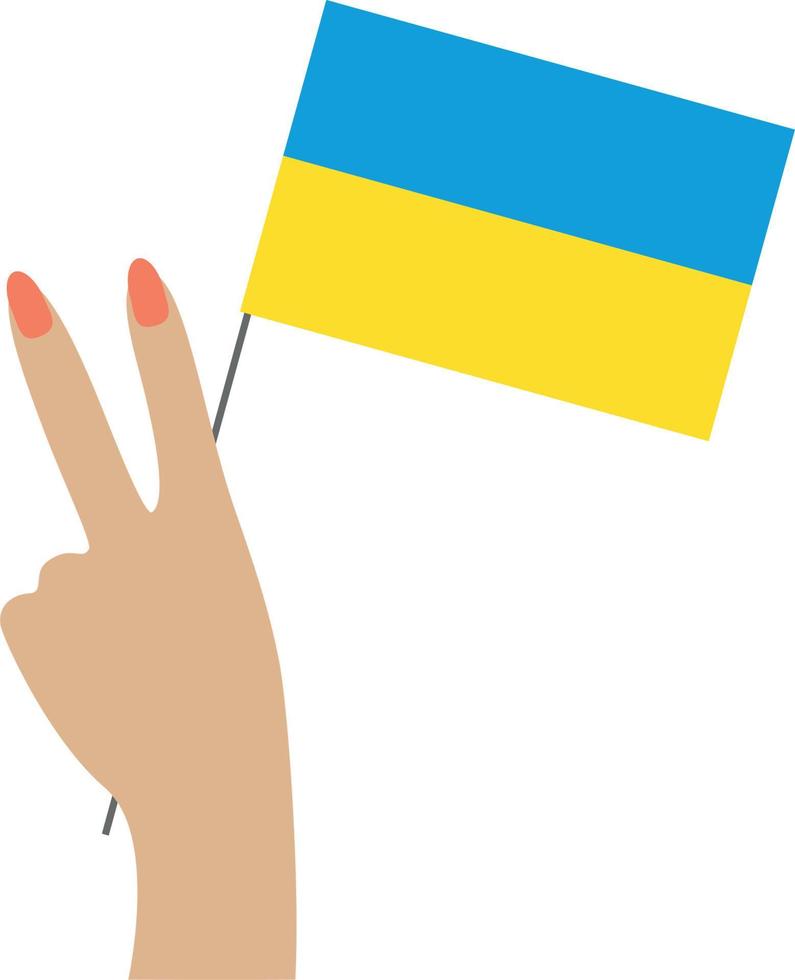 hand symbol av fred, innehar de flagga av ukraina på en vit bakgrund, Nej krig, Stöd för ukraina vektor