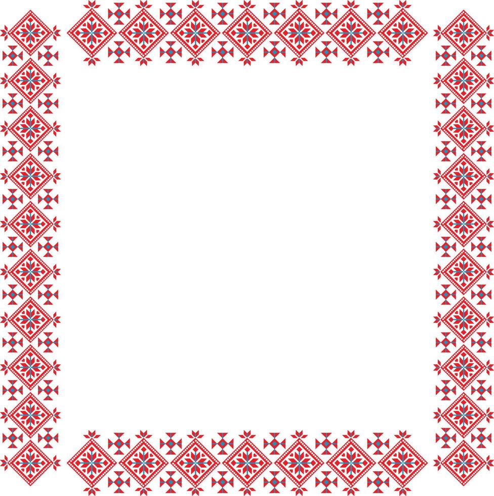 Vektorrahmen mit einem ukrainischen Ornament, einem quadratischen nahtlosen Muster, einem quadratischen Rahmen vektor