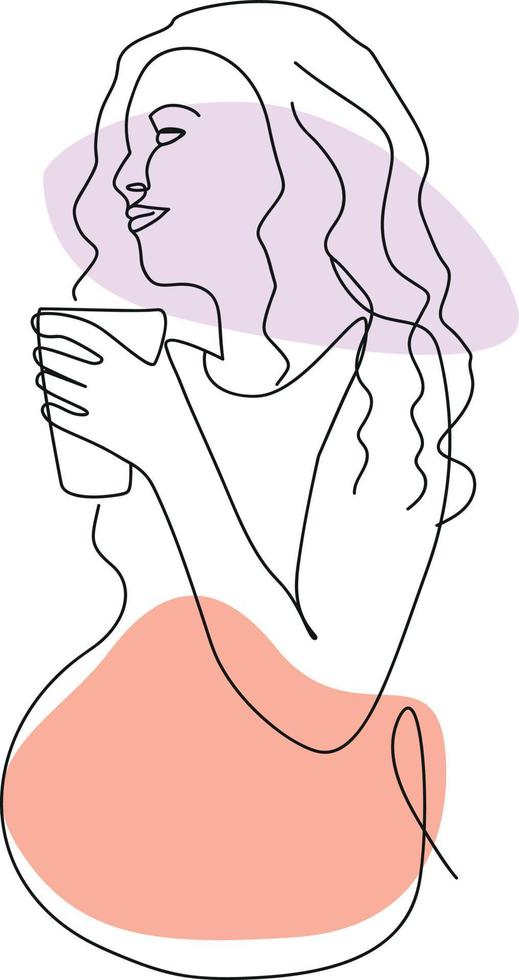linje konst kvinna gravid mage, hand teckning silhuett av mor, graviditet skiss vektor