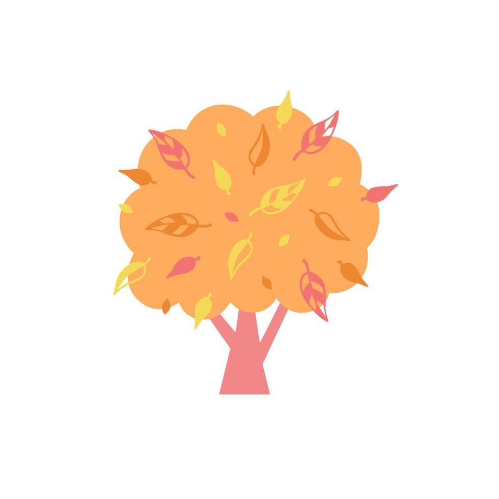 vektor illustration för barn i pastell färger. höst träd enkel element eller logotyp