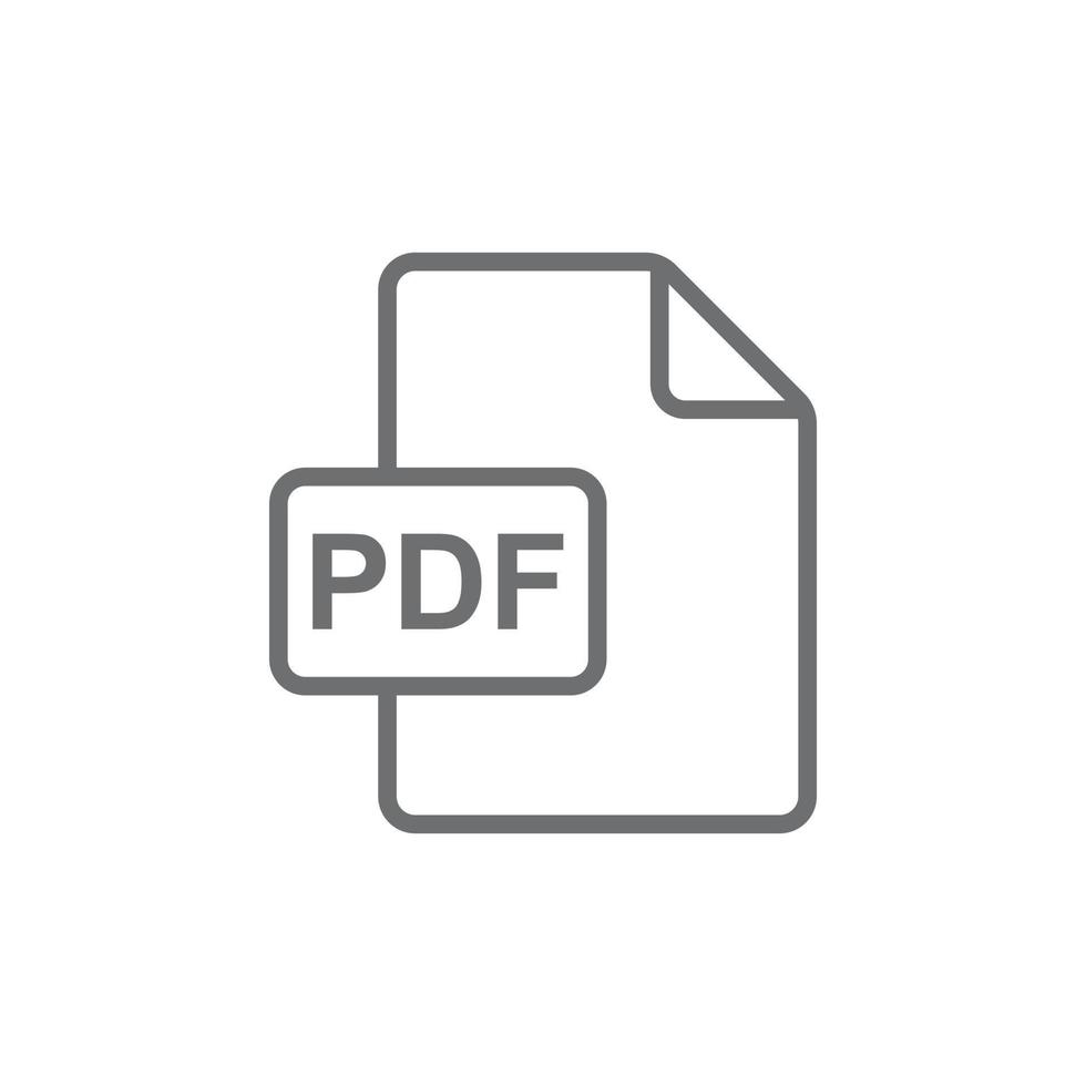 eps10 graues Vektor-PDF-Dokument-Download-Symbol für die Kunstlinie isoliert auf weißem Hintergrund. Dateiumrisssymbol im PDF-Format in einem einfachen, flachen, trendigen, modernen Stil für Ihr Website-Design, Logo und Ihre mobile App vektor