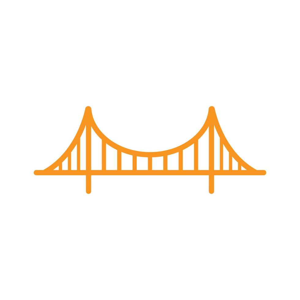 eps10 orange Vektor Golden Gate Bridge Linie Kunstsymbol isoliert auf weißem Hintergrund. Hängebrücken-Umrisssymbol in einem einfachen, flachen, trendigen, modernen Stil für Ihr Website-Design, Logo und mobile App