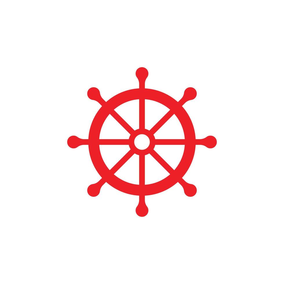 eps10 roter Vektor Schiffslenkrad abstrakte Kunstikone isoliert auf weißem Hintergrund. Steuersymbol des Kapitäns in einem einfachen, flachen, trendigen, modernen Stil für Ihr Website-Design, Logo und Ihre mobile App