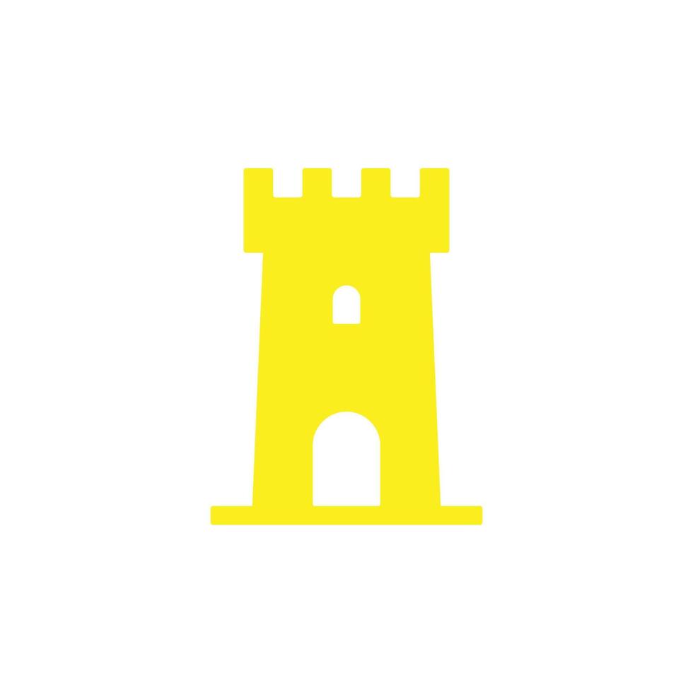 eps10 gul vektor slott torn abstrakt fast konst ikon isolerat på vit bakgrund. slott byggnad symbol i en enkel platt trendig modern stil för din hemsida design, logotyp, och mobil Ansökan