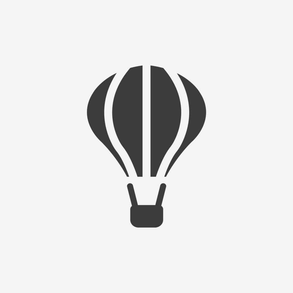 Heißluftballon-Symbolvektor isoliert. reise, fliegen, himmel, abenteuer, transportzeichensymbol vektor