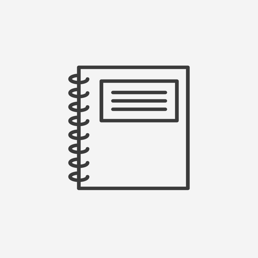 Notizbuch, Notizblock, Tagebuch, Copybook-Symbolvektor auf grauem Hintergrund vektor