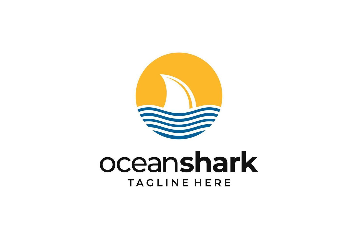 gelb-blaues Ozeanhai-Logo vektor