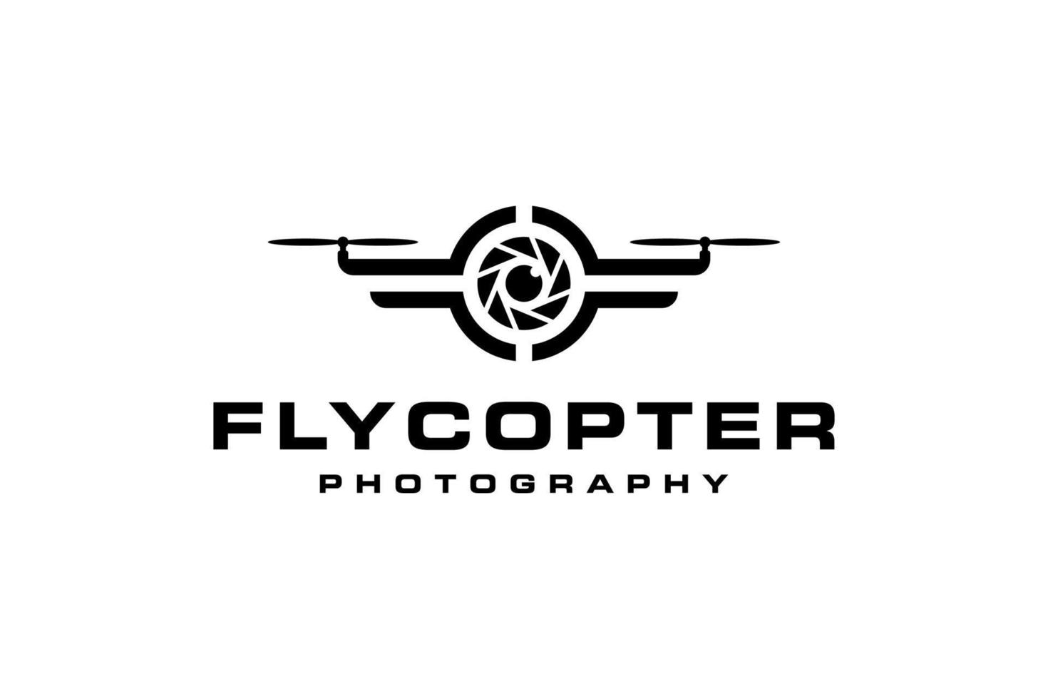 schwarzes Flycopter-Fotografie-Logo vektor