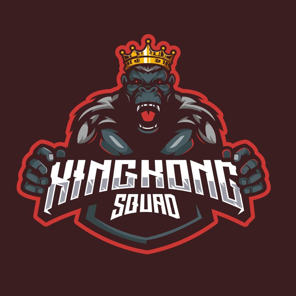 kingkong esport maskottchen logo design illustrationsvektor für mannschaftssportspiele vektor