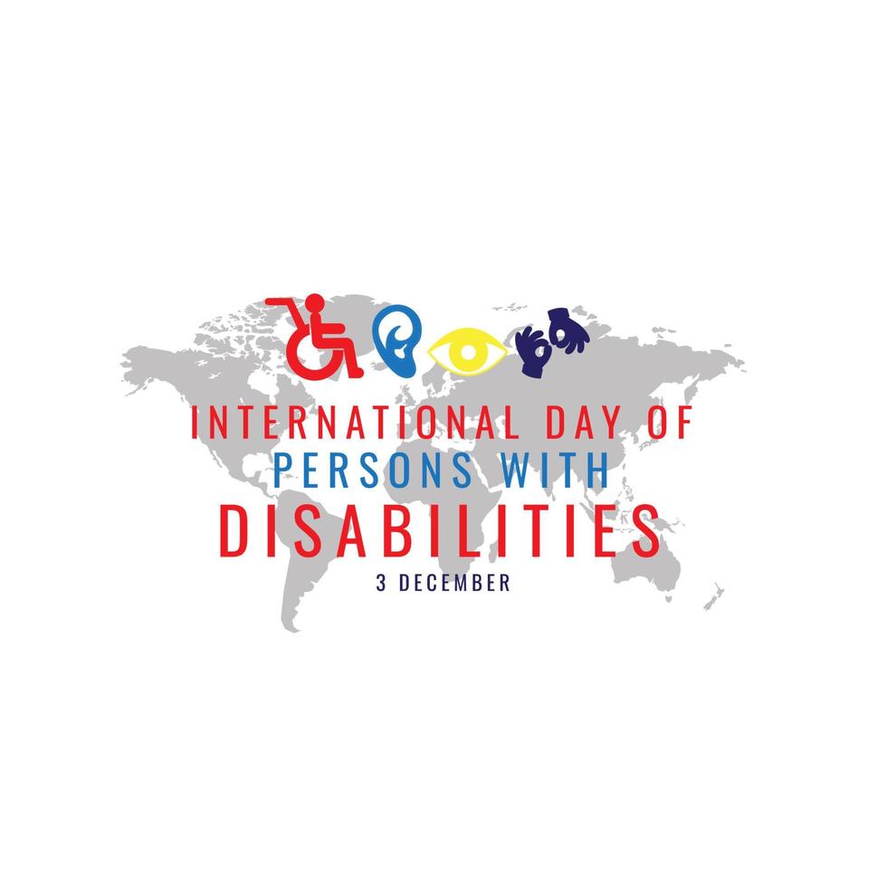internationell dag människor med funktionshinder design med symbolisk ikoner vektor illustration