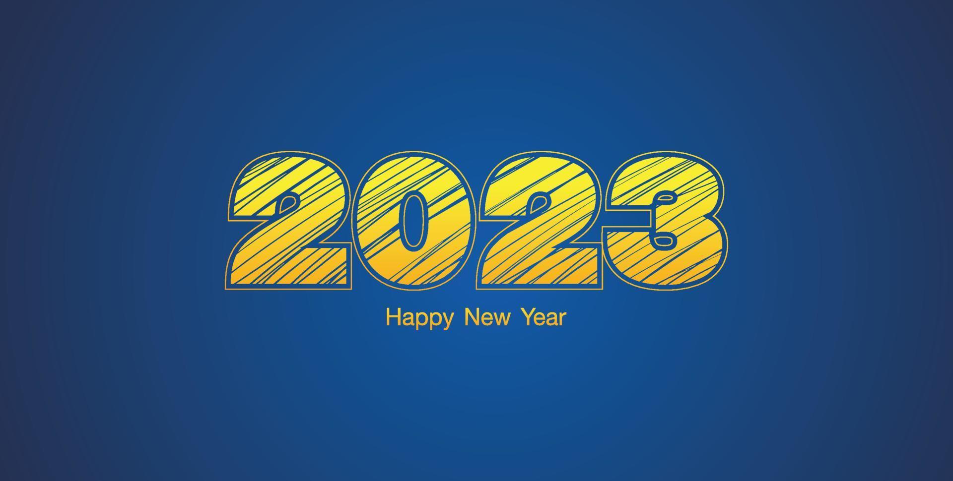Frohes neues Jahr 2023 auf schwarzem Hintergrund vektor