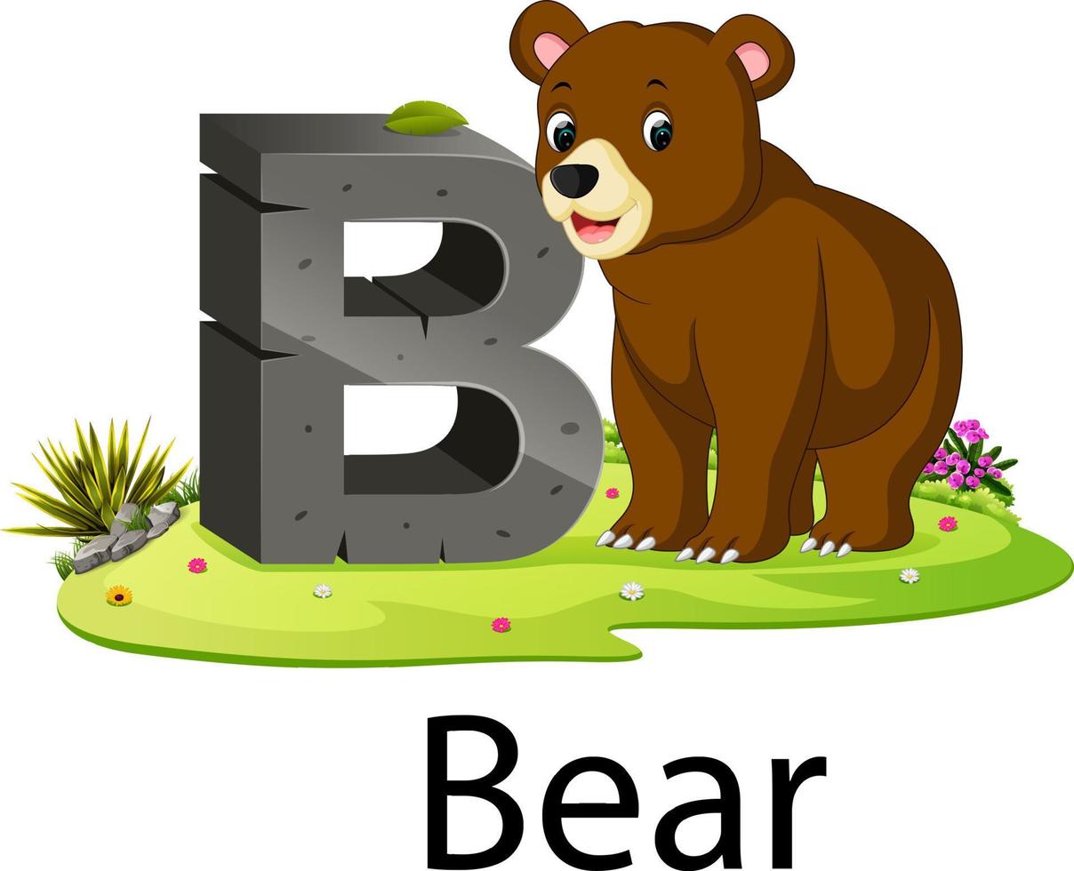 Zoo djur- alfabet b för Björn med de djur- bredvid vektor