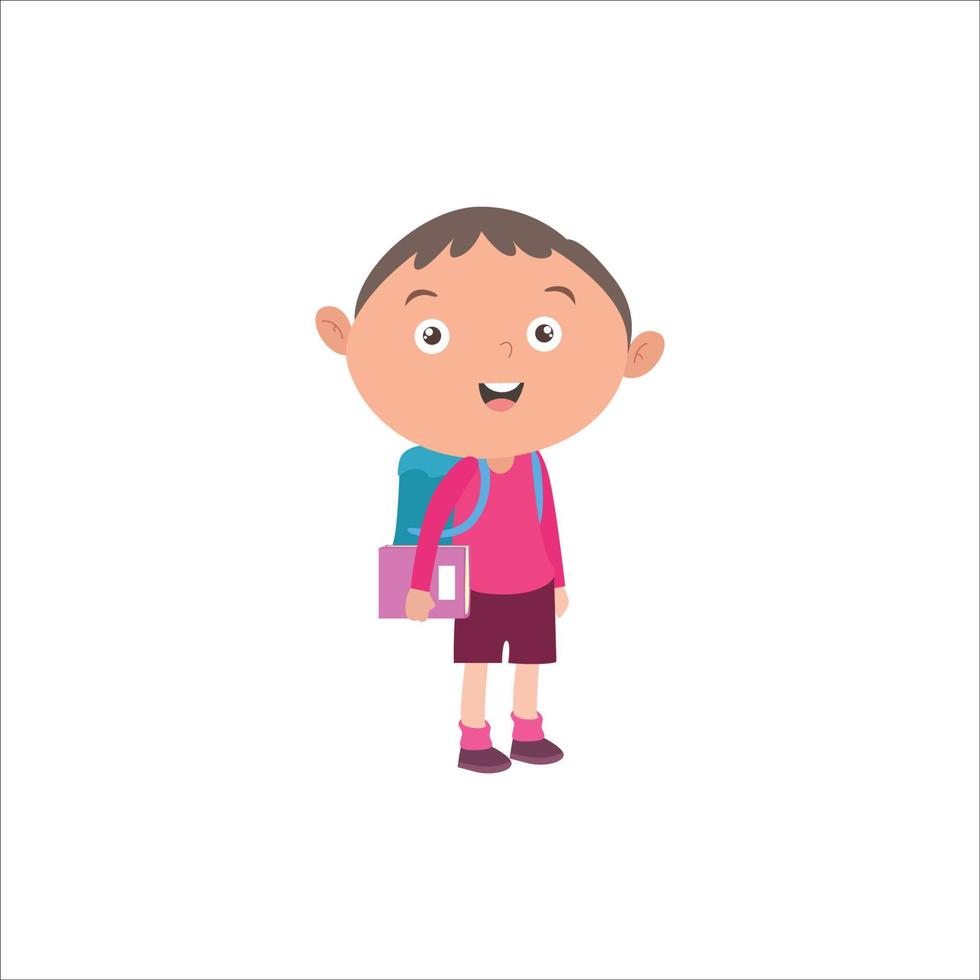illustration vektor grafisk pojke aktivitet, gående till skola. isolerat på vit bakgrunder