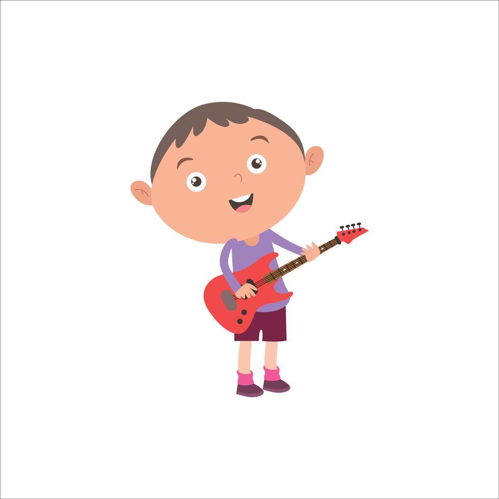 Illustration Vektorgrafik Junge Aktivität Gitarre spielen. isoliert auf weißem Hintergrund vektor