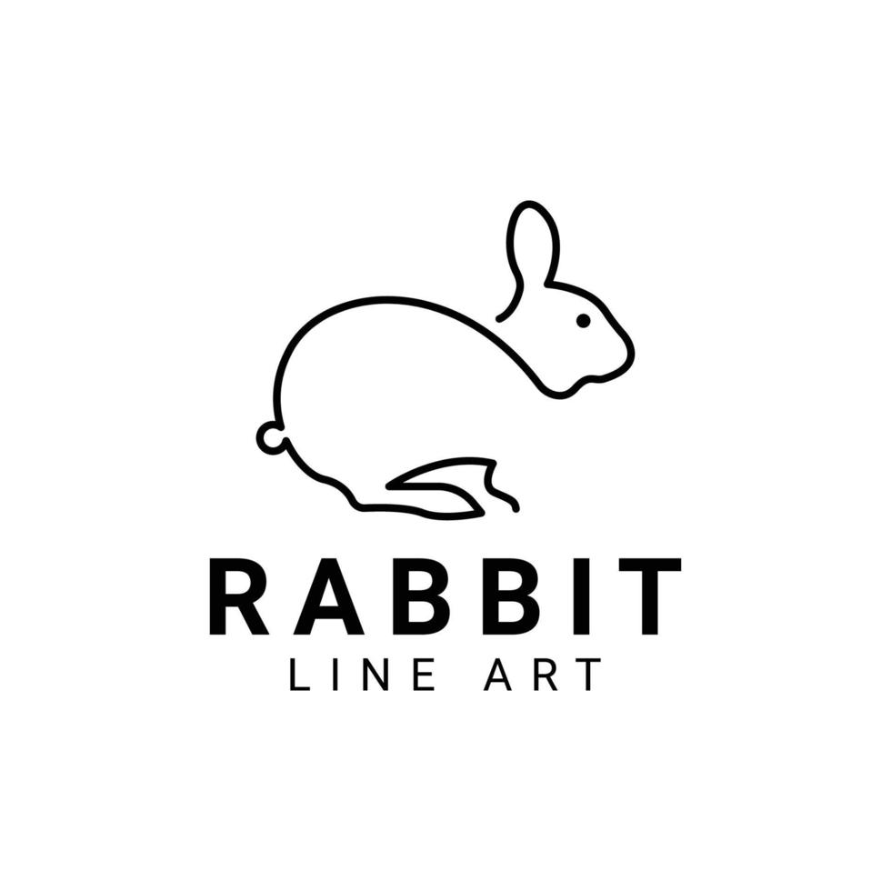 minimal kreativ linje konst logotyp av kanin, abstrakt kanin logotyp vektor