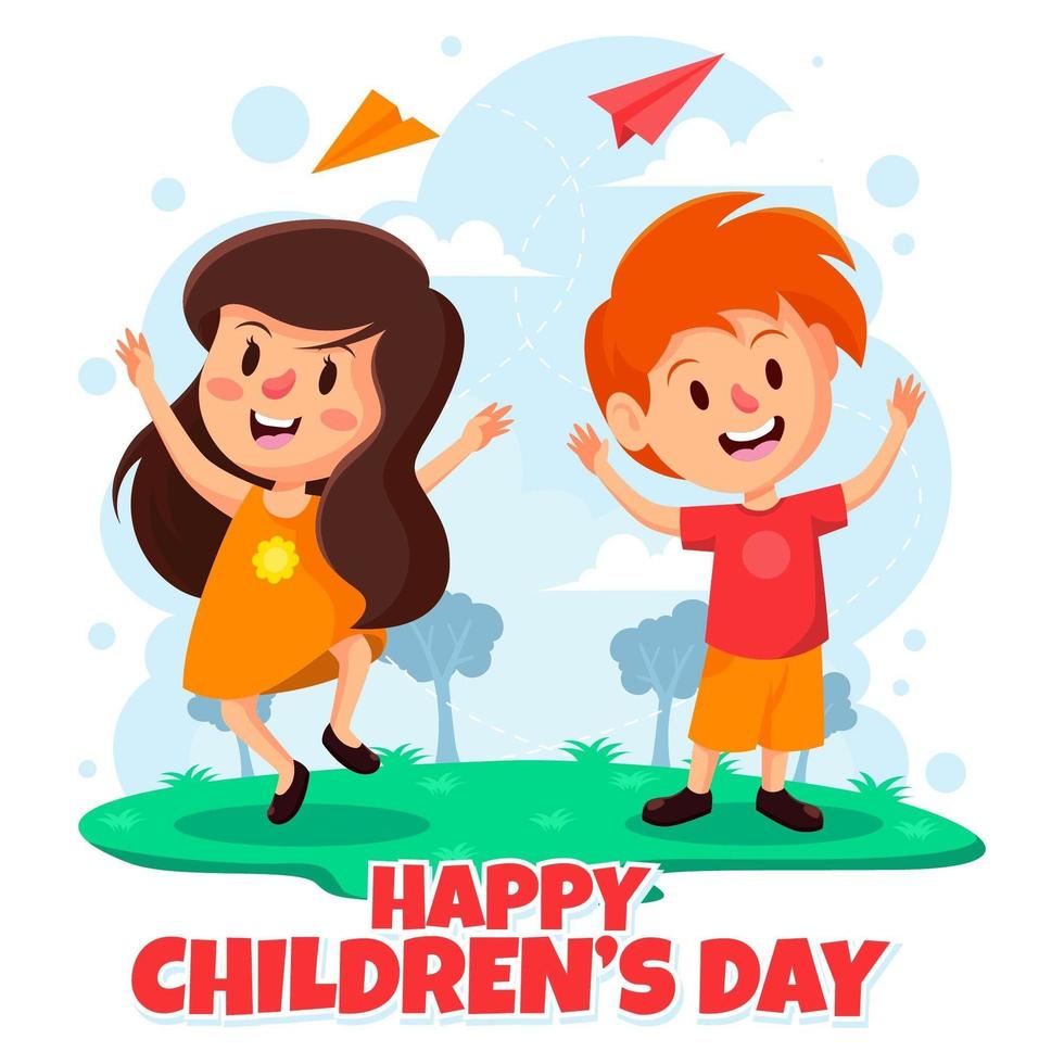 Ein Paar Gluckliche Kinder Am Kindertag Download Kostenlos Vector Clipart Graphics Vektorgrafiken Und Design Vorlagen
