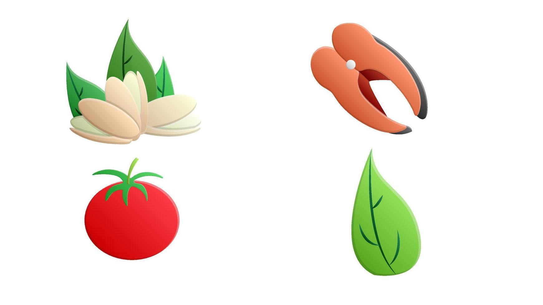 flache ikonen des vitamin-h-lebensmittelvektors stellten mit nüssen, milch, gemüse ein vektor