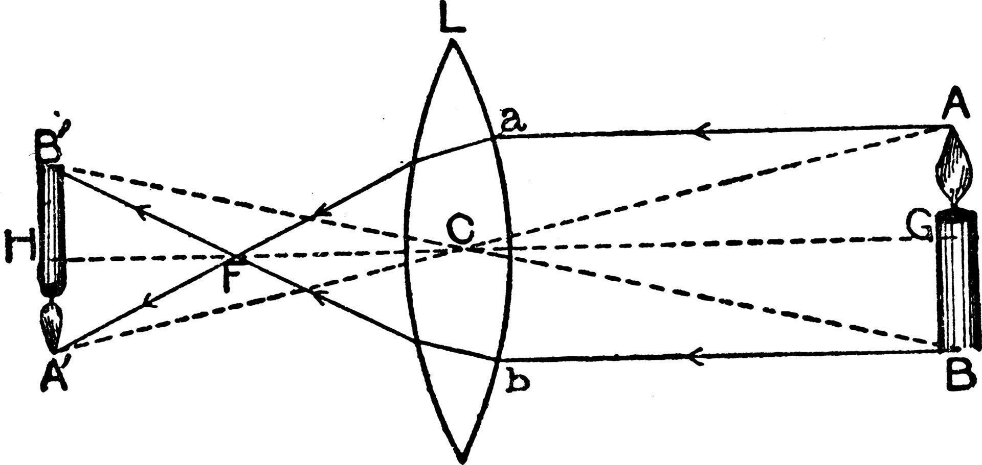 konvex lins, årgång illustration. vektor