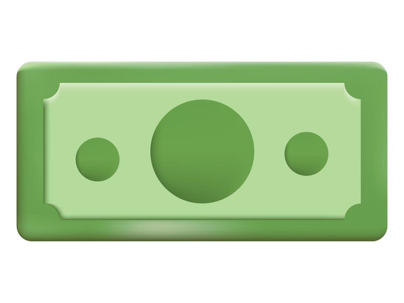 banknote dollar grünes bargeld. geldspar-, tausch-, finanz- und budgetkonzept. 3D-Vektorsymbol. Cartoon-minimaler Stil. Vektor-Illustration vektor