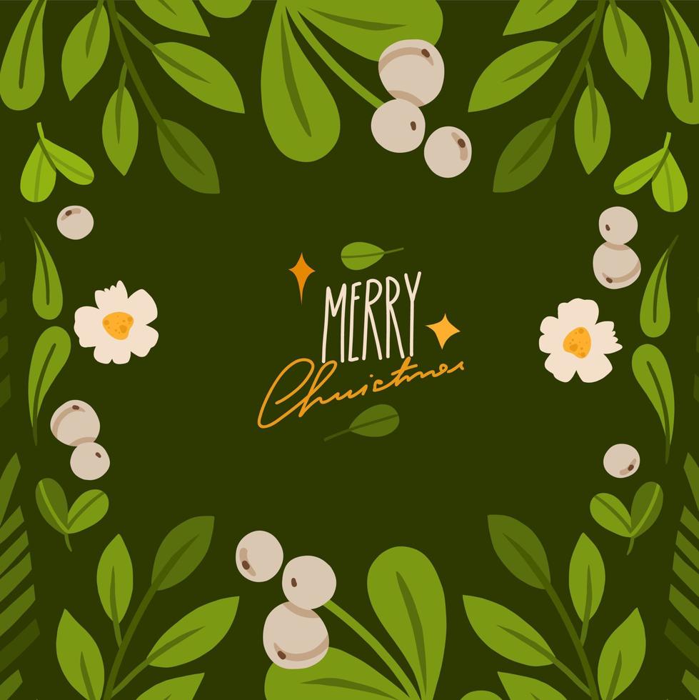 hand gezeichnete vektorabstrakte grafik frohe weihnachten und guten rutsch ins neue jahr clipart illustrationen grußkarte mit blumen und blättern.frohe weihnachten niedlicher blumenkartendesignhintergrund.winterurlaubskunst. vektor