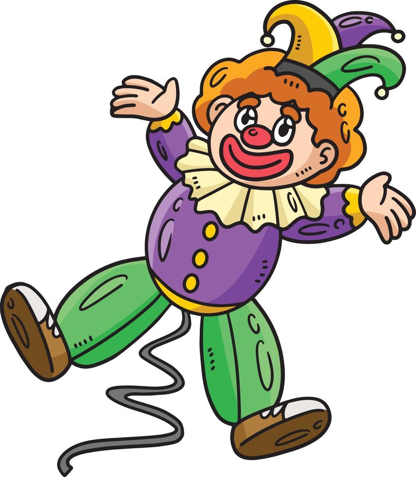 mardi gras clown ballong tecknad serie färgad ClipArt vektor
