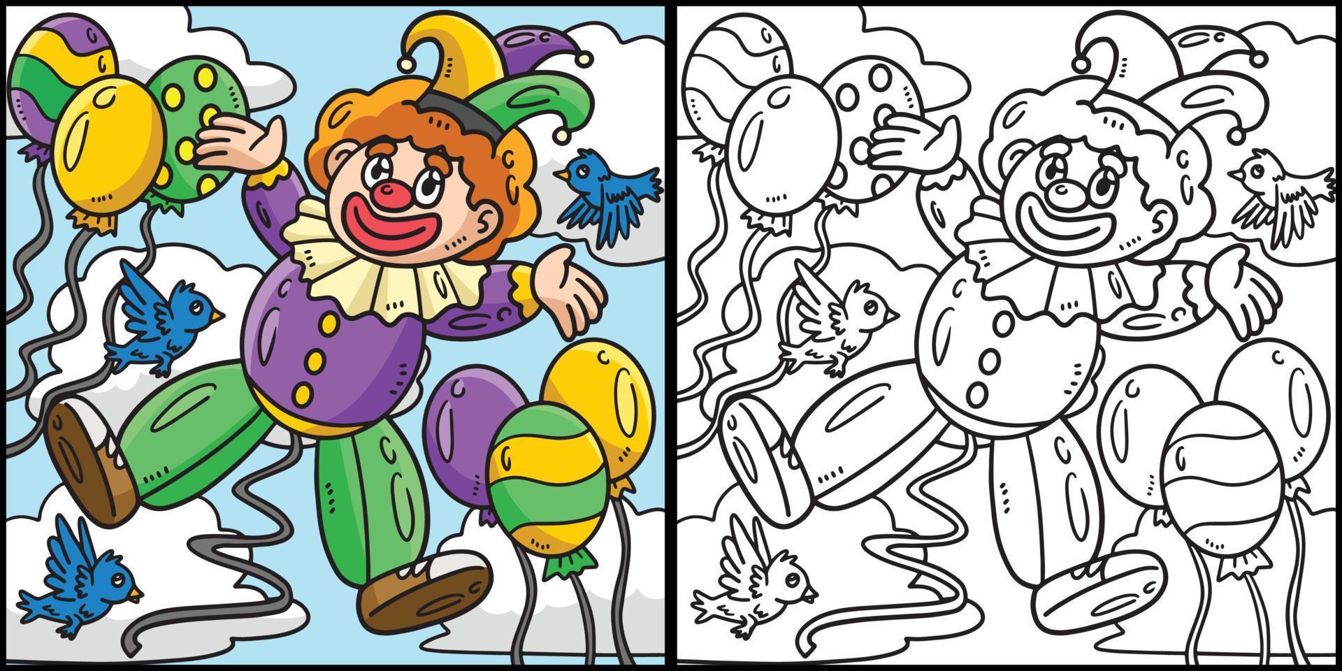 karneval clown ballon färbung illustration vektor